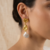 Double Molten Pearl Drop Earrings