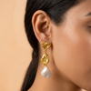 Double Molten Pearl Drop Earrings
