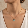 Mini Luxe Rectangular Pendant — Emerald