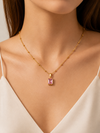 Mini Luxe Rectangular Pendant — Pink