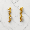 Sculpted Wave Pearl Earrings