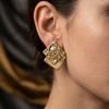 Textured Square Gold Studs